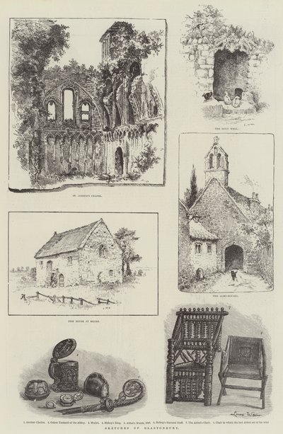 Sketches of Glastonbury by Louis Wain
